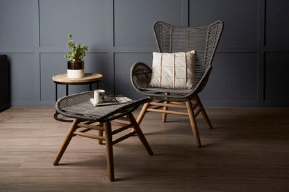 Sisal Grey Rope Lounge Chair and Footstool