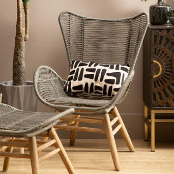 Sisal Grey Rope Lounge Chair and Footstool