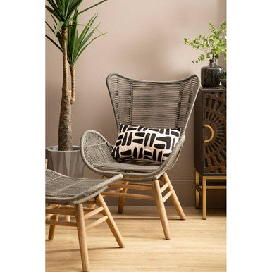 Sisal Latte Rope Lounge Chair And Footstool