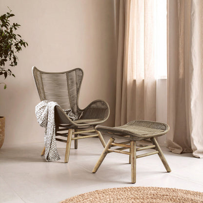 Sisal Latte Rope Lounge Chair And Footstool