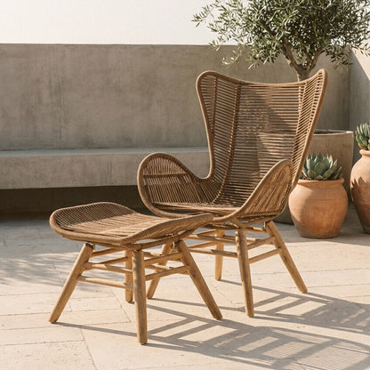 Sisal Latte Rope Lounge Chair And Footstool