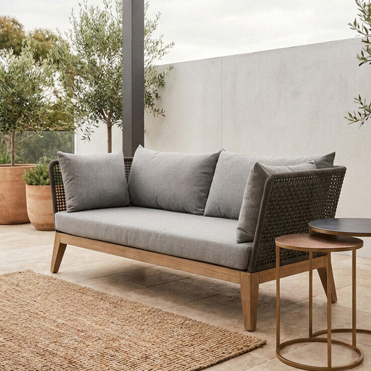 Opus 3 Seat Grey Sofa with Wooden Legs