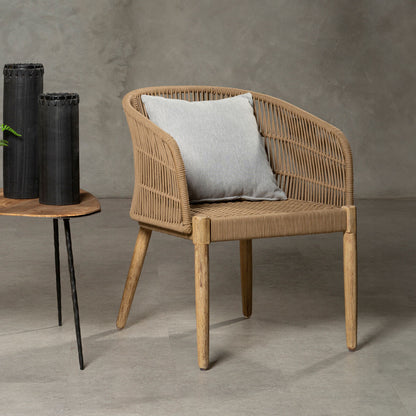 Opus Latte Woven Rope Armchair with Eucalyptus Wood Frame