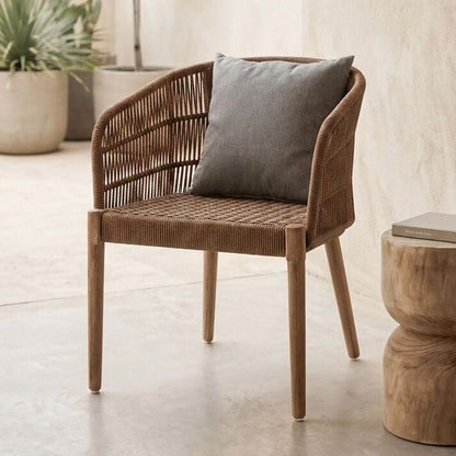 Opus Latte Woven Rope Armchair with Eucalyptus Wood Frame