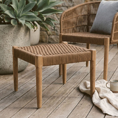 Opus Natural Rope Footstool with Woven Rope Seat