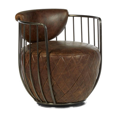 Hoxton Brown Leather Swivel Chair