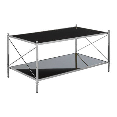 Hoffmann Black Glass and Nickel Finish Rectangular Coffee Table