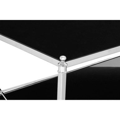 Hoffmann Black Glass and Nickel Finish Rectangular Coffee Table