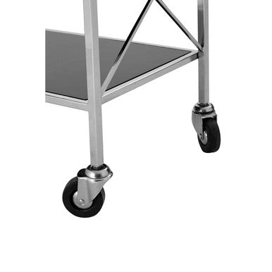 Black Mirrored Glass 3 Tier Trolley with Silver Finish | Hoffmann