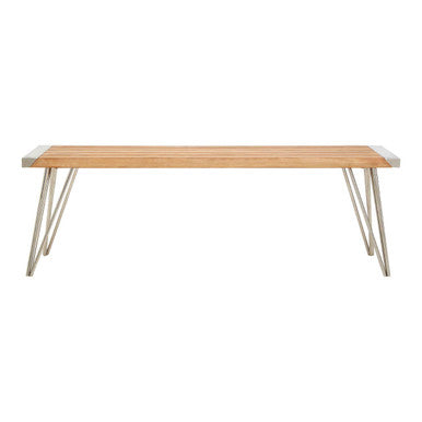 Nandri Silver Teak Wood Bench with Slatted Seat