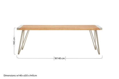 Nandri Silver Teak Wood Bench with Slatted Seat