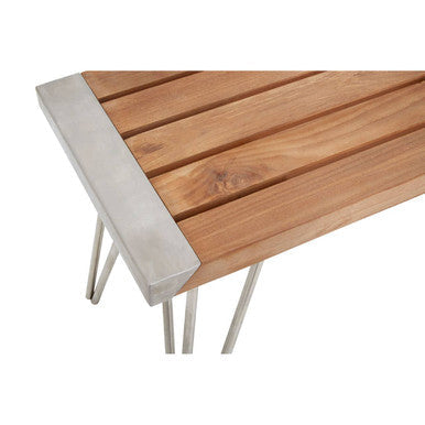 Nandri Silver Teak Wood Bench with Slatted Seat