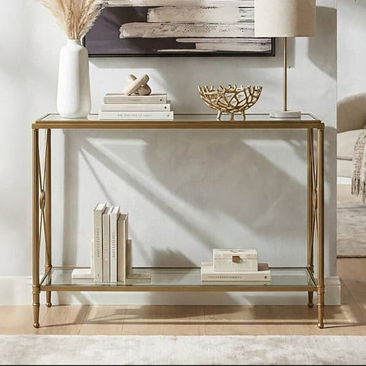 Axis Console Table With Gold Finish Frame