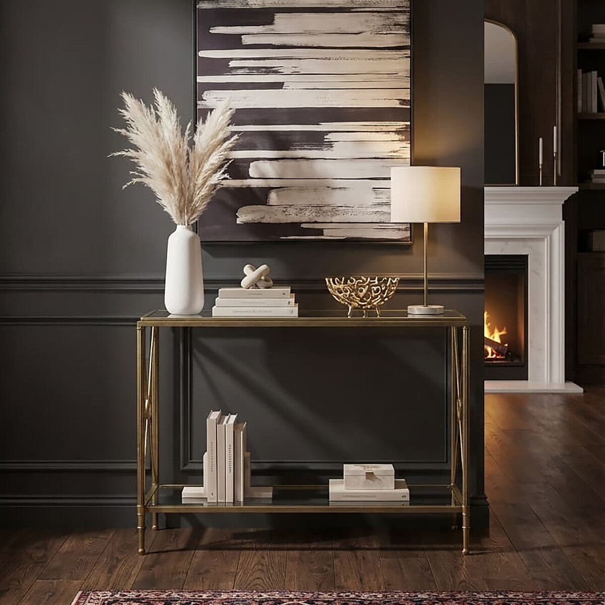 Axis Console Table With Gold Finish Frame
