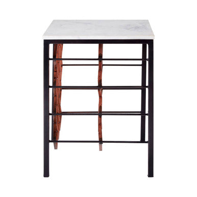 Templar White Marble And Iron Wine Rack Table