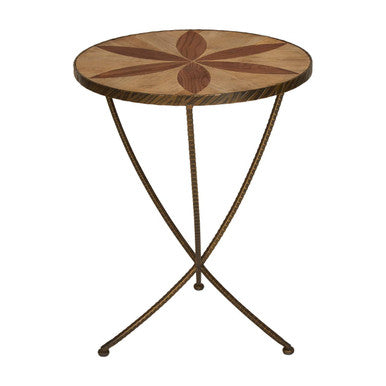 Elmo Elm Wood and Iron Large Side Table