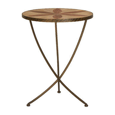 Elmo Elm Wood and Iron Large Side Table