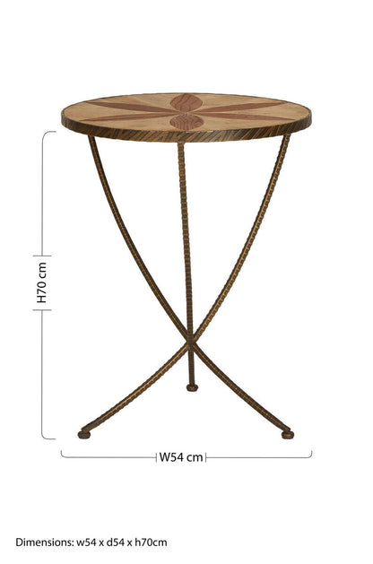 Elmo Elm Wood and Iron Large Side Table