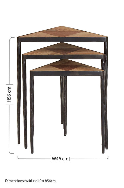 Elmo Elm Wood Set Of 3 Triangular Nesting Tables