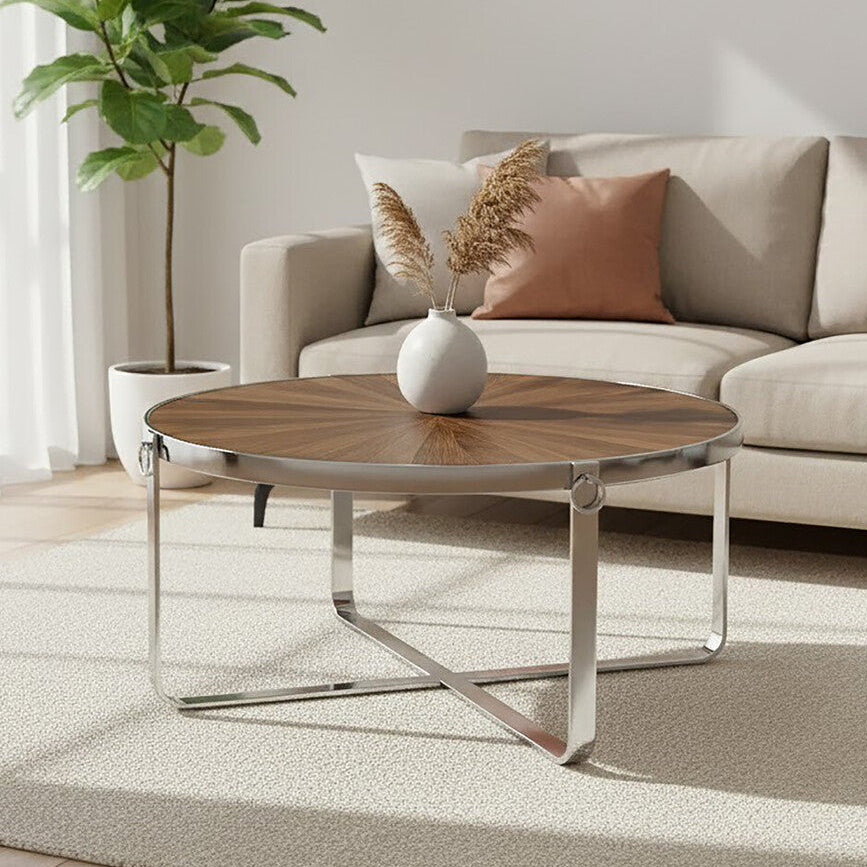 Brown Coffee Table with Elm Wood Top | Mitra