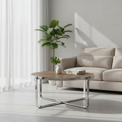 Brown Coffee Table with Elm Wood Top | Mitra