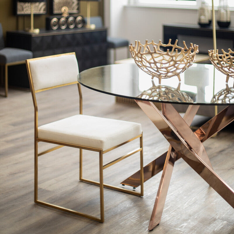 Mian Milky White Velvet Dining Chair