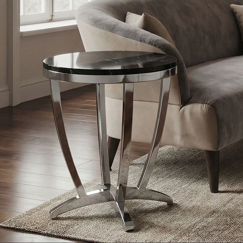 Yasmin Black Tempered Glass Side Table