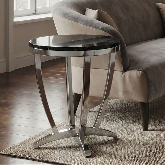 Yasmin Black Tempered Glass Side Table