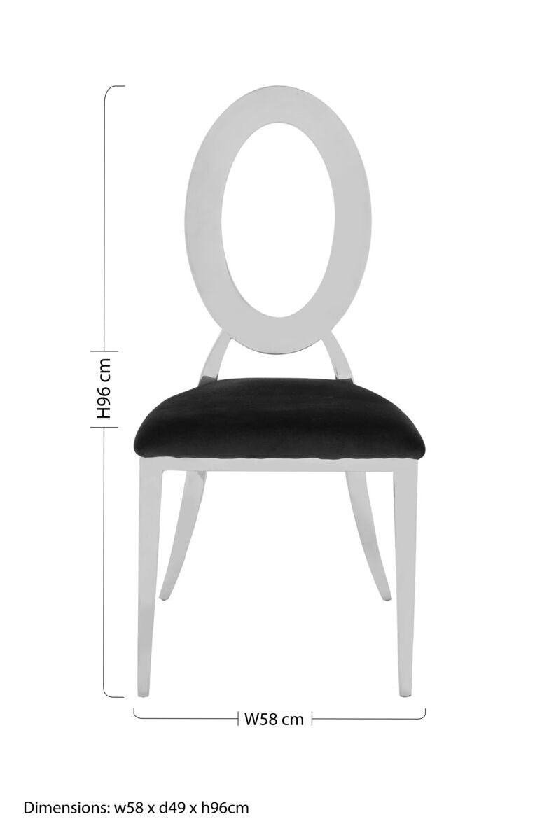 Yasmin Oval Back Black Velvet Dining Chair