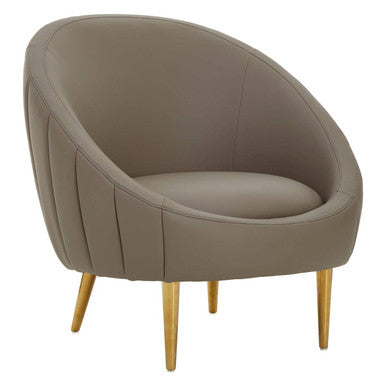 Lagero Brown Leather Effect Curved Cocoon Chair