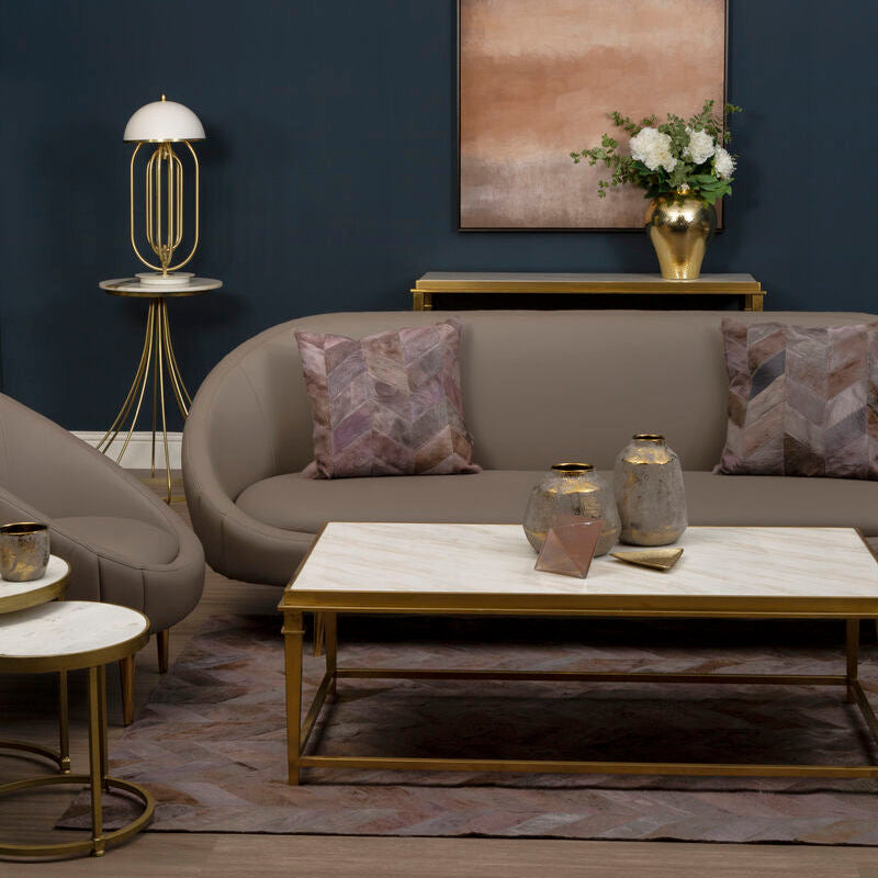 Lagero Brown Leather Effect Sofa