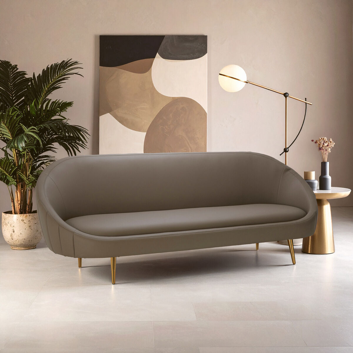 Lagero Brown Leather Effect Sofa