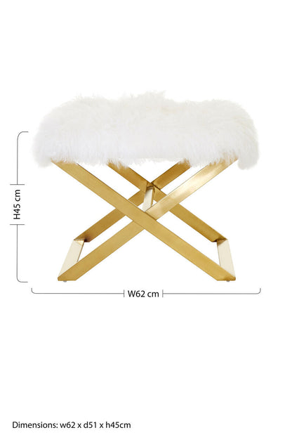 Anafi White Sheepskin Stool