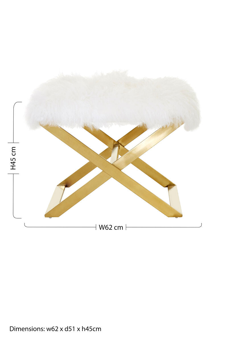 Anafi White Sheepskin Stool