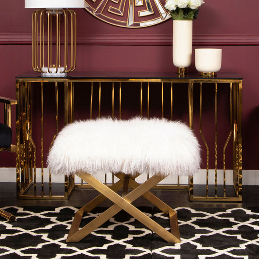 Anafi White Sheepskin Stool