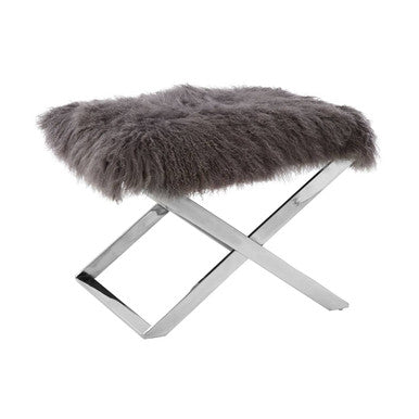 Anafi Grey Sheepskin Stool