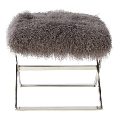 Anafi Grey Sheepskin Stool