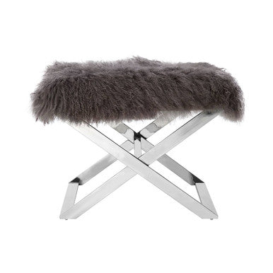 Anafi Grey Sheepskin Stool