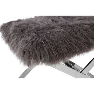 Anafi Grey Sheepskin Stool