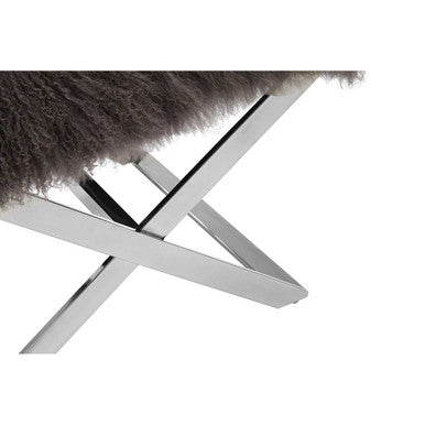 Anafi Grey Sheepskin Stool