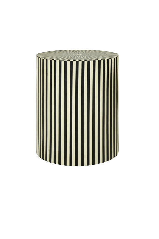 Hassa Ivory And Black Resin Table And Stool