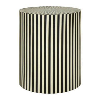 Hassa Ivory And Black Resin Table And Stool