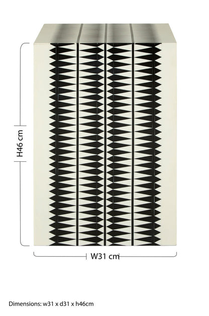 Issey Black And White Resin Table And Stool