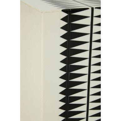 Issey Black And White Resin Table And Stool