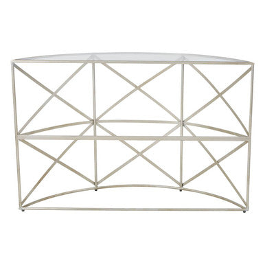Rubia Silver Leaf Demilune Console Table