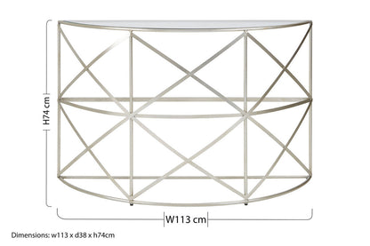 Rubia Silver Leaf Demilune Console Table