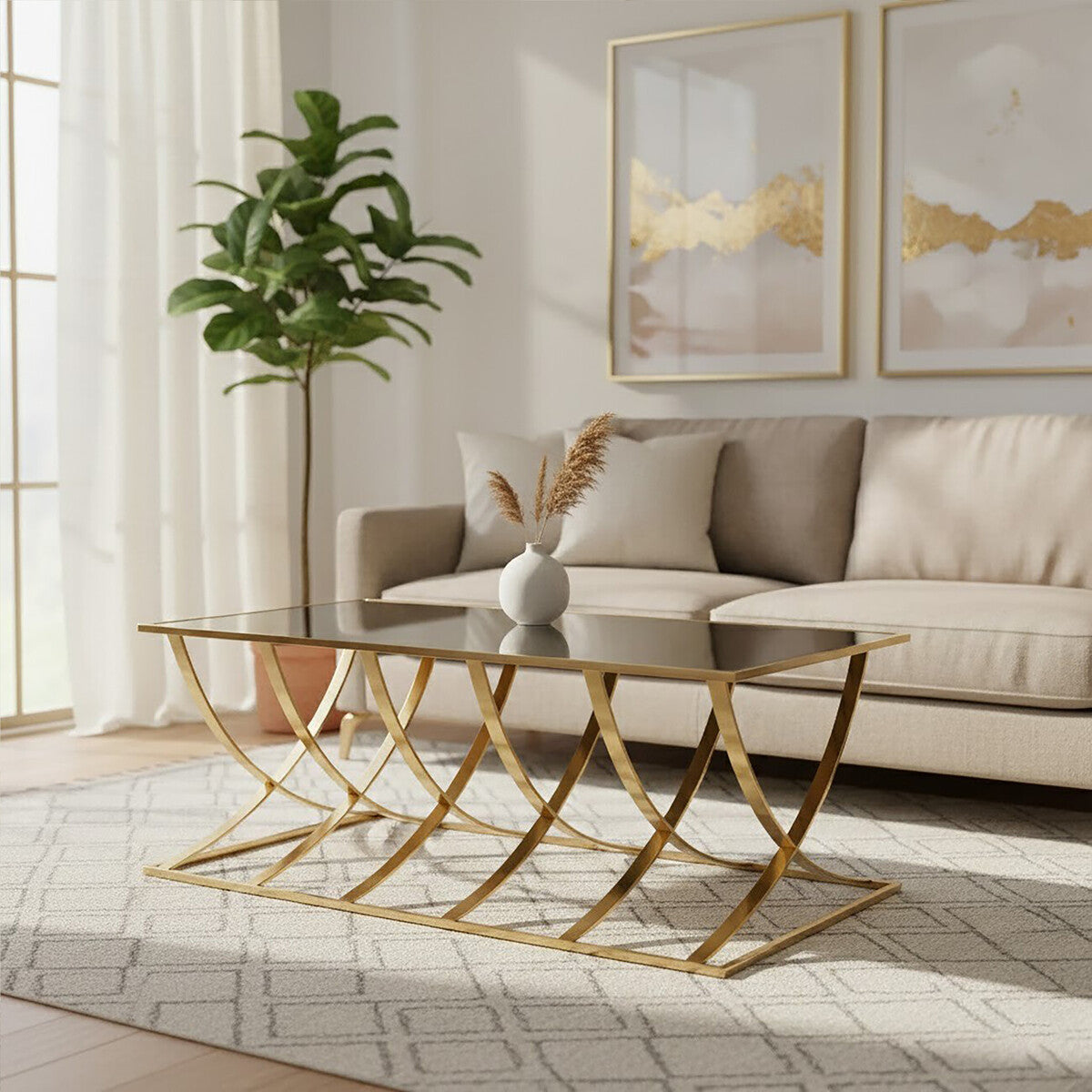 Gold Coffee Table with Mirrored Top | Reena