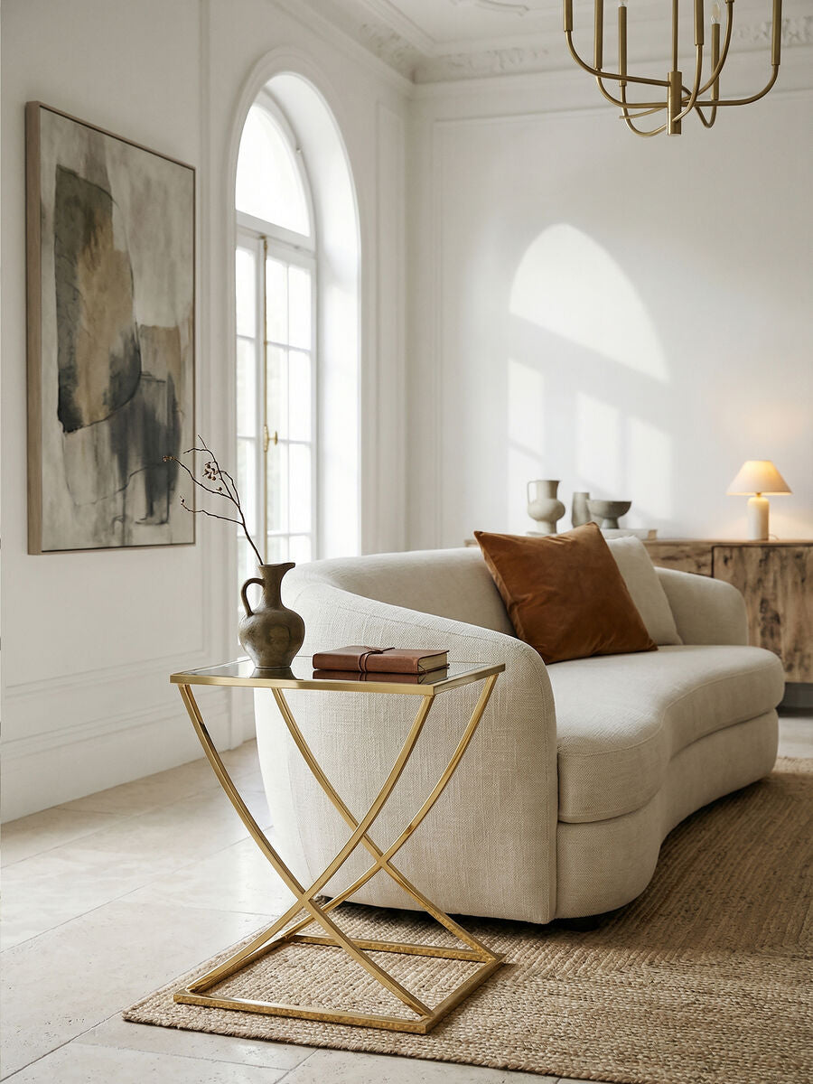 Gold Square Side Table with Stainless Steel Frame | Reena
