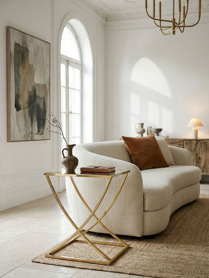 Gold Square Side Table with Stainless Steel Frame | Reena