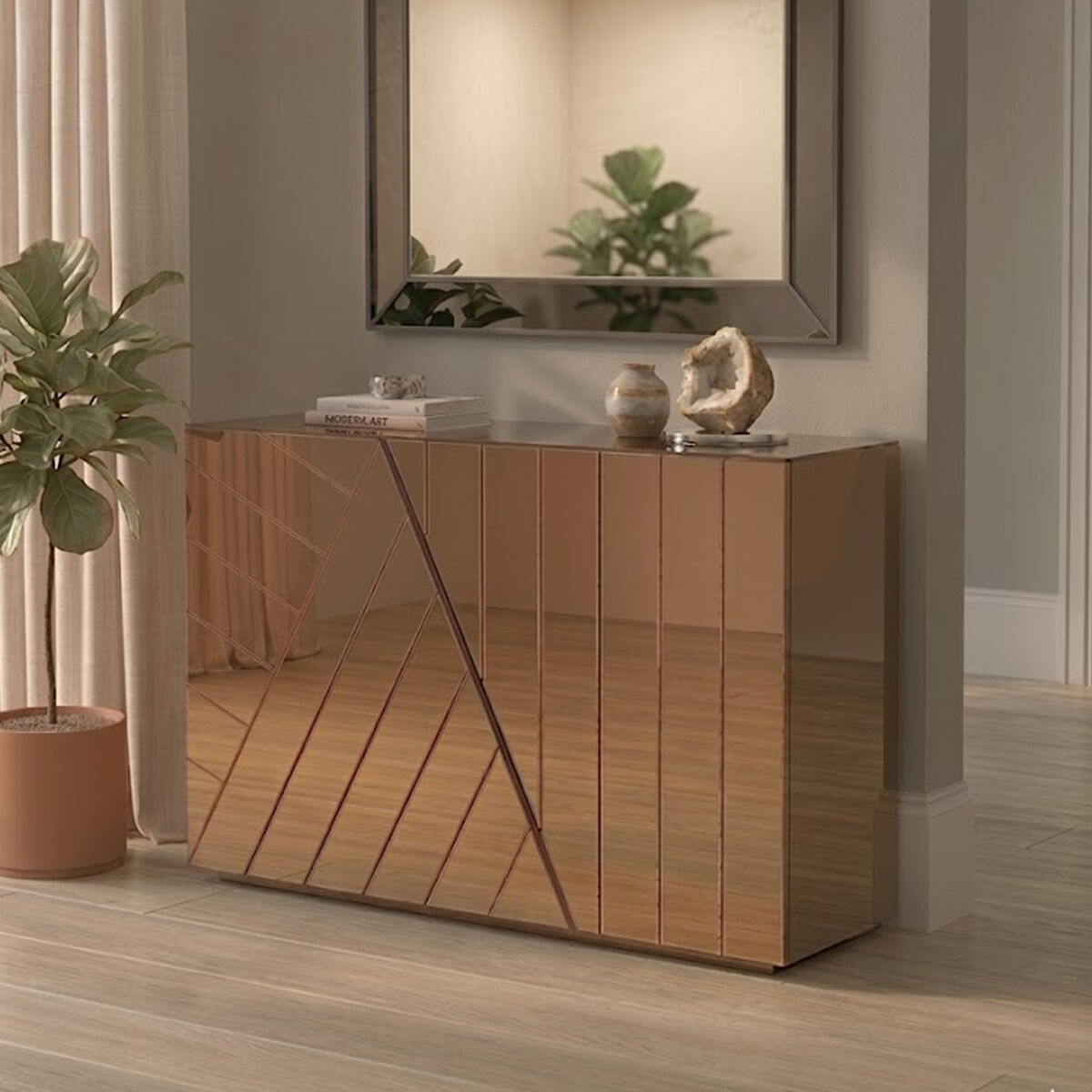Brown Tinted Mirror Console Table | Roza